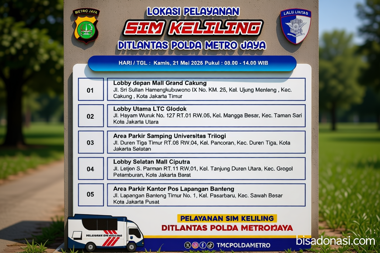 Key Strategy: Kamis, SIM Keliling tersedia di lima lokasi Jakarta