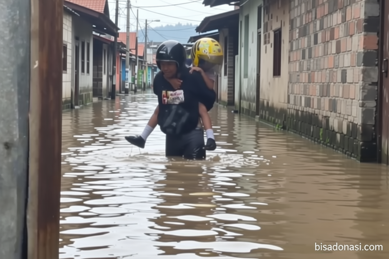 Hujan deras – banjir rendam ratusan rumah di Bojong Kavling Cengkareng