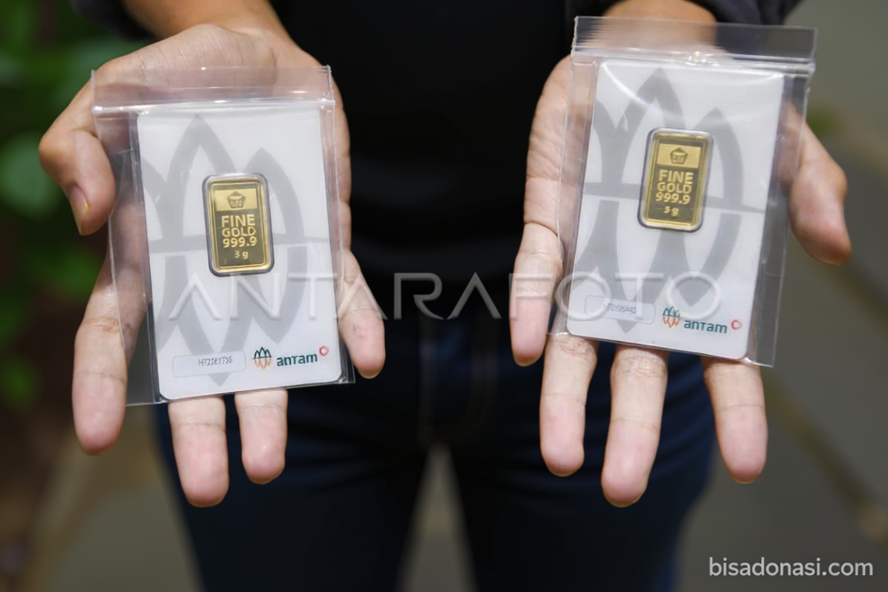 Selasa pagi harga emas Antam naik Rp25.000 menjadi Rp2,789 juta/gr
