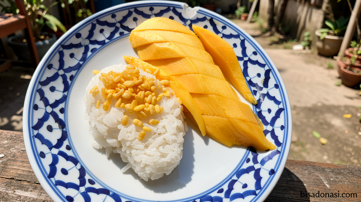 Icip-icip ketan mangga dan tom yum di pasar malam Bangkok